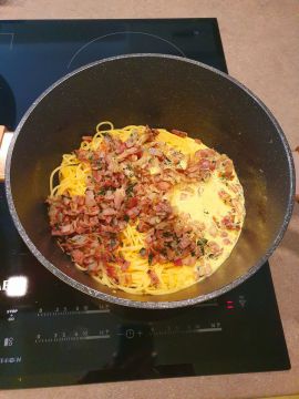 Carbonara spagetti glutén, laktóz és tejmentesen